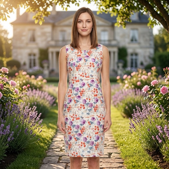 Ann Taylor Dress 2 NWT Floral Sleeveless Lined Sheath Career Wedding Guest - Picture 2 of 7